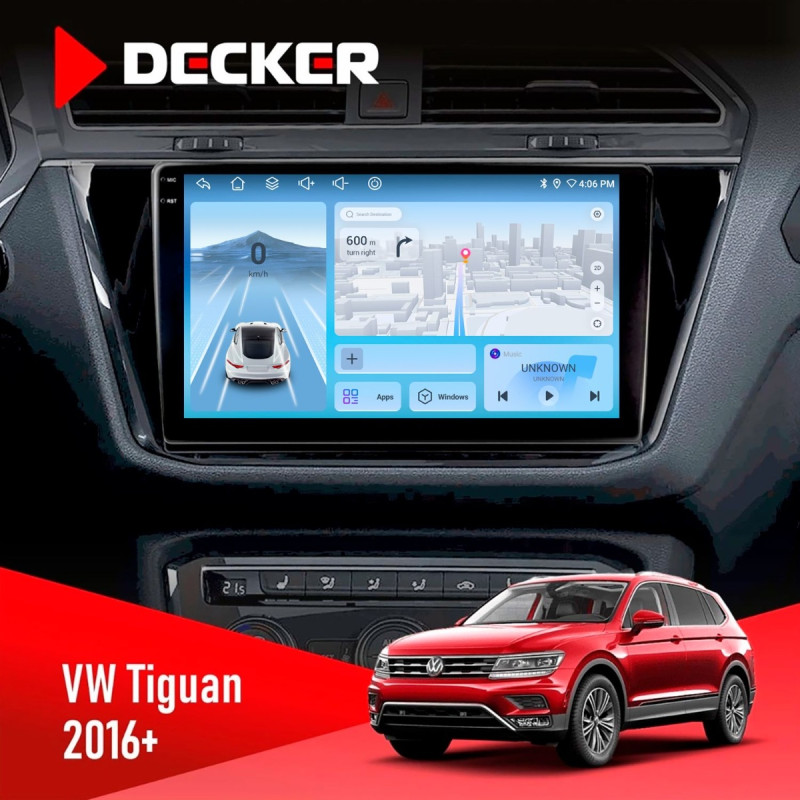 Штатна магнітола Volkswagen Tiguan 2016+ Decker D10-010 6x128, DSP, 4G, 2K