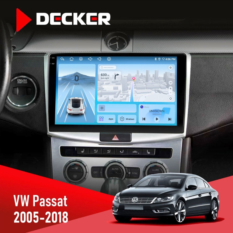 Штатна магнітола VW Passat (B6, B7) 2005-2014, CC 2012-2018 Black Decker D10-010 6x128, DSP, 4G, 2K