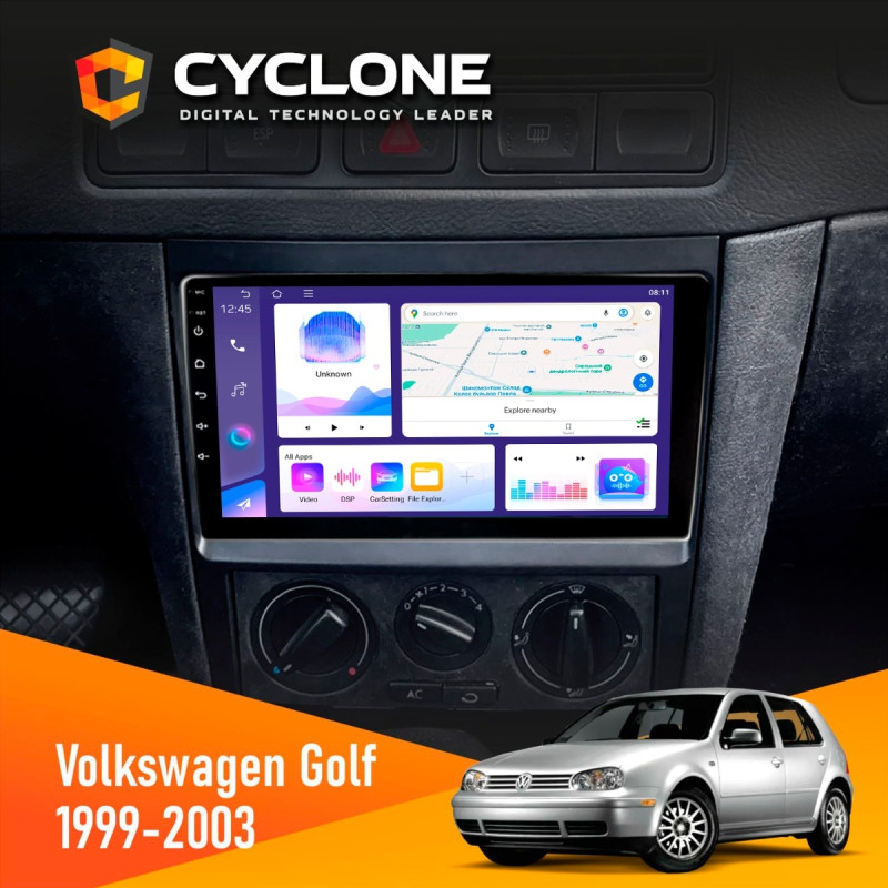 Штатна магнітола Volkswagen Golf 1998-2005 Cyclone C9-011 4x64, DSP