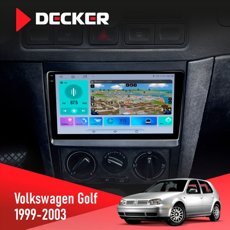 Штатна магнітола Volkswagen Golf 1998-2005 Decker D9-009 4x64, DSP, 4G, 2k