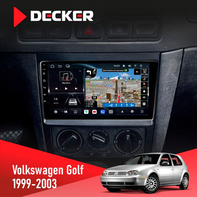 Штатна магнітола Volkswagen Golf 1998-2005 Decker D9-011 4x64, DSP, 4G, 360