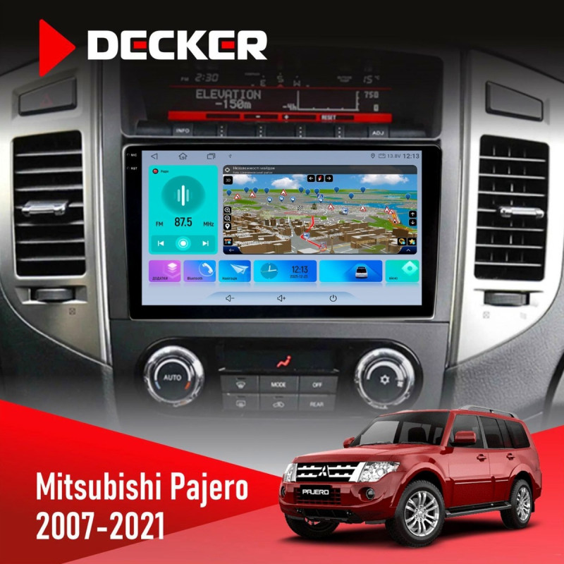 Штатна магнітола Mitsubishi Pajero 2007-2021 Rockford Acoustic Decker D9-009 4x64, DSP, 4G, 2k