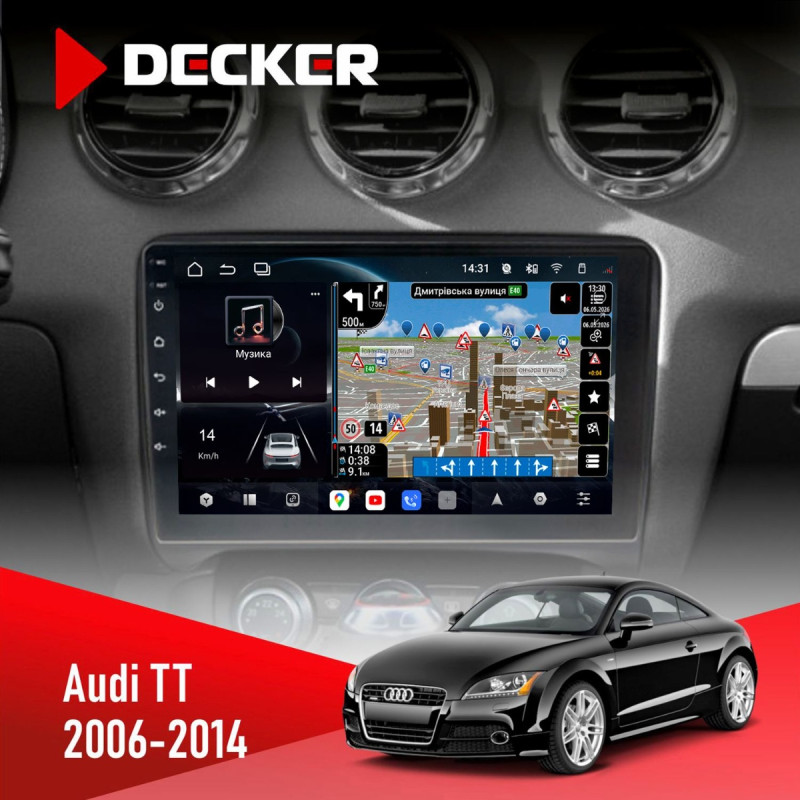 Штатна магнітола Audi TT 2006-2014 Decker D9-011 4x64, DSP, 4G, 360