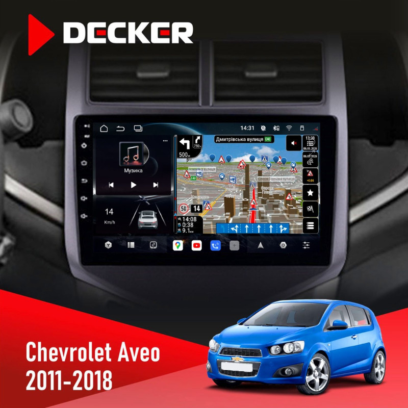 Штатна магнітола Chevrolet Aveo 2011-2018 Decker D9-011 4x64, DSP, 4G, 360