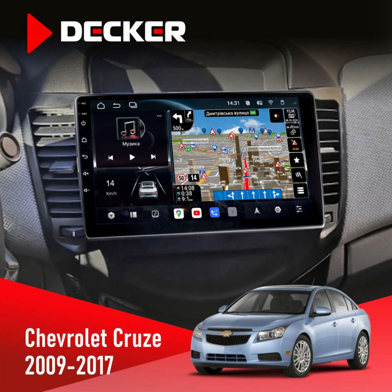 Штатна магнітола Chevrolet Cruze 2009-2018 Decker D9-011 4x64, DSP, 4G, 360