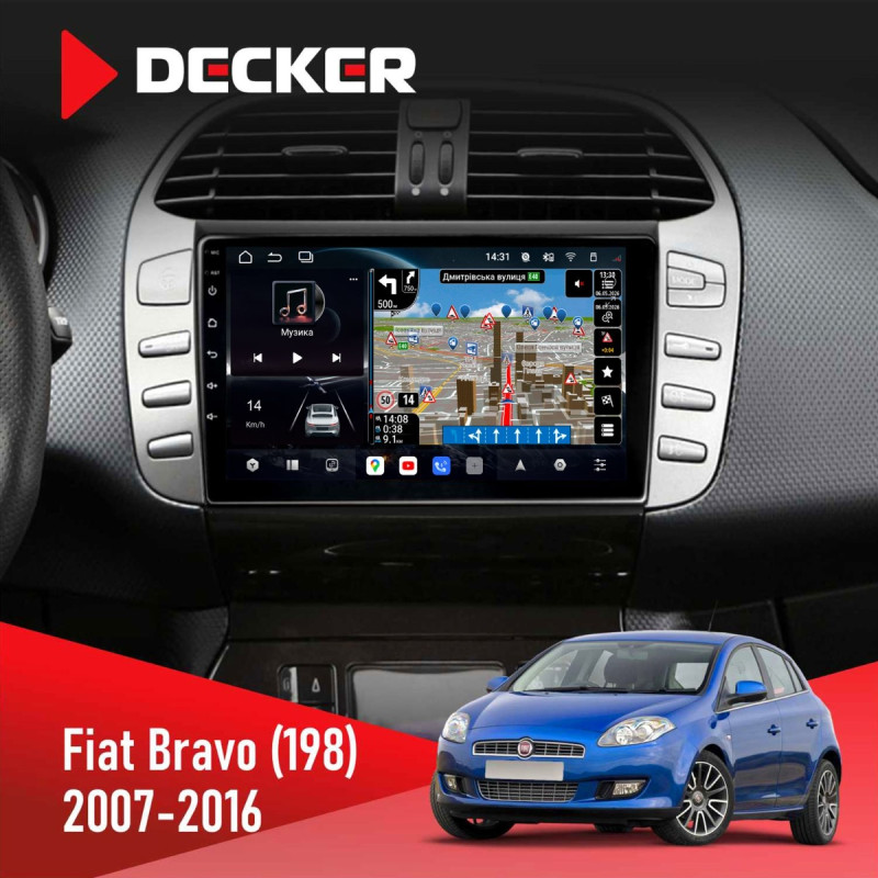 Штатна магнітола Fiat 500X (334) 2015+ Decker D9-011 4x64, DSP, 4G, 360