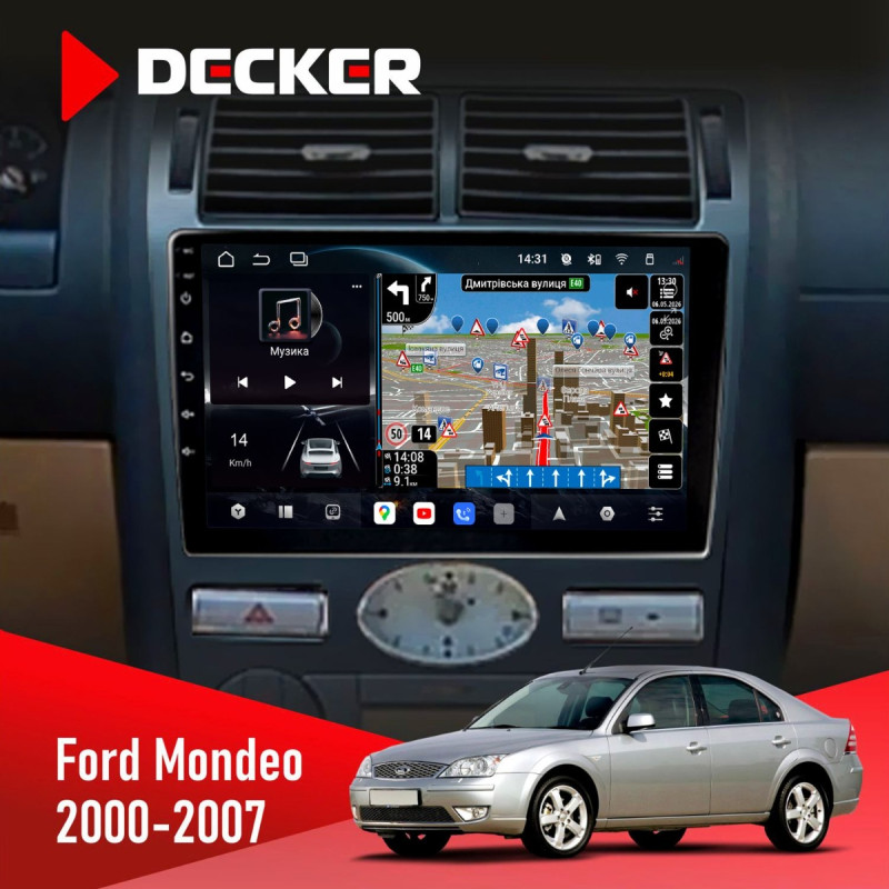 Штатна магнітола Ford Mondeo 2000-2007 Decker D9-011 4x64, DSP, 4G, 360