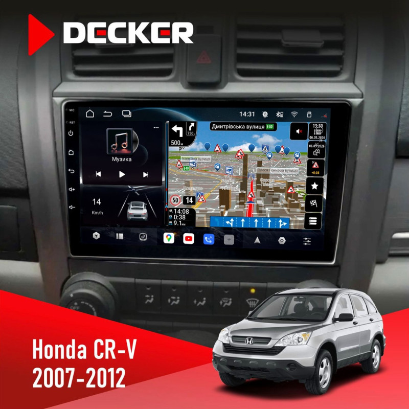 Штатна магнітола Honda CR-V 2001-2006 Decker D9-011 4x64, DSP, 4G, 360