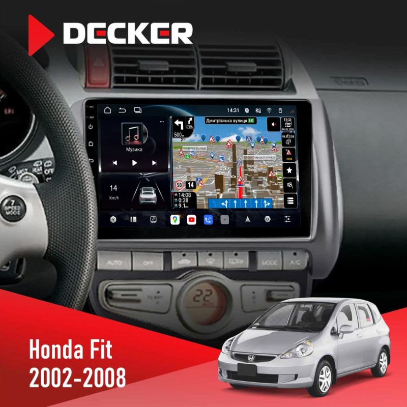 Штатна магнітола Honda Fit 2002-2008 Decker D9-011 4x64, DSP, 4G, 360