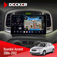 Штатна магнітола Hyundai Accent 2006-2012 Decker D9-011 4x64, DSP, 4G, 360