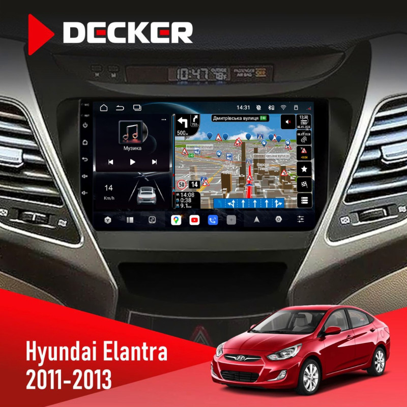 Штатна магнітола Hyundai Elantra 2006-2010 Decker D9-011 4x64, DSP, 4G, 360