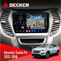 Штатна магнітола Hyundai Santa Fe 2006-2012 Decker D9-011 4x64, DSP, 4G, 360