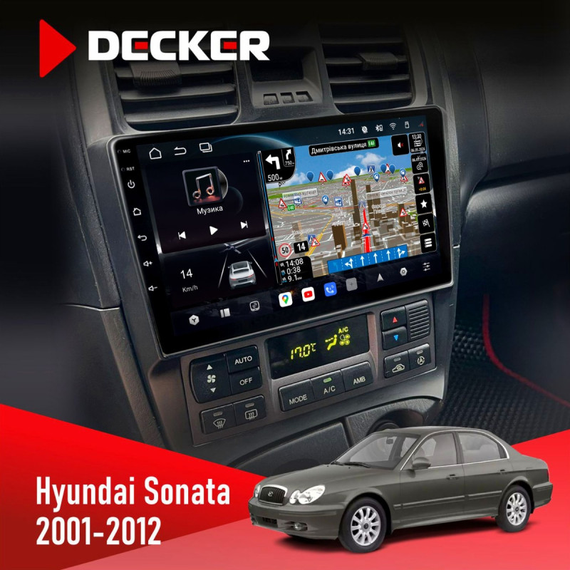 Штатна магнітола Hyundai Santa Fe 2012-2018 CAN Decker D9-011 4x64, DSP, 4G, 360