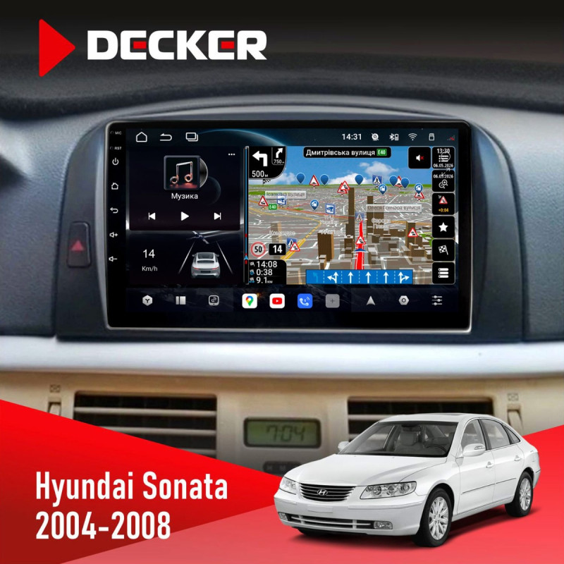 Штатна магнітола Hyundai Sonata (EF) 2001-2012 Decker D9-011 4x64, DSP, 4G, 360
