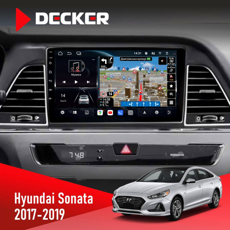 Штатна магнітола Hyundai Sonata 2015-2017 CAN Decker D9-011 4x64, DSP, 4G, 360
