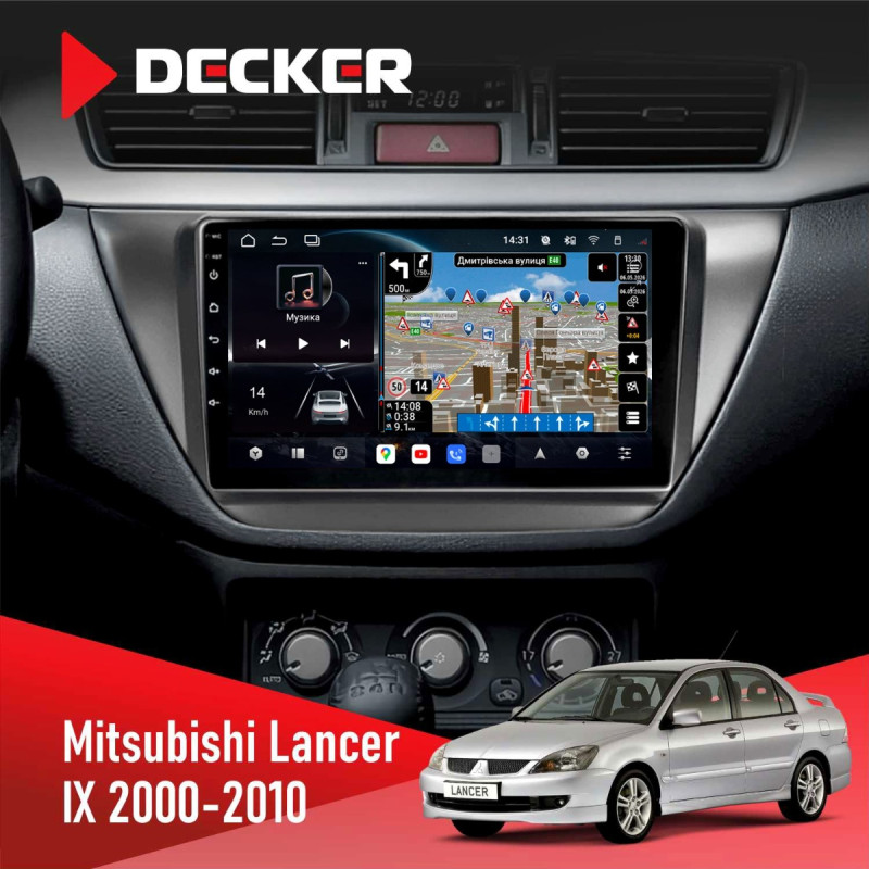 Штатна магнітола Mitsubishi Lancer 9 2000-2010 Decker D9-011 4x64, DSP, 4G, 360