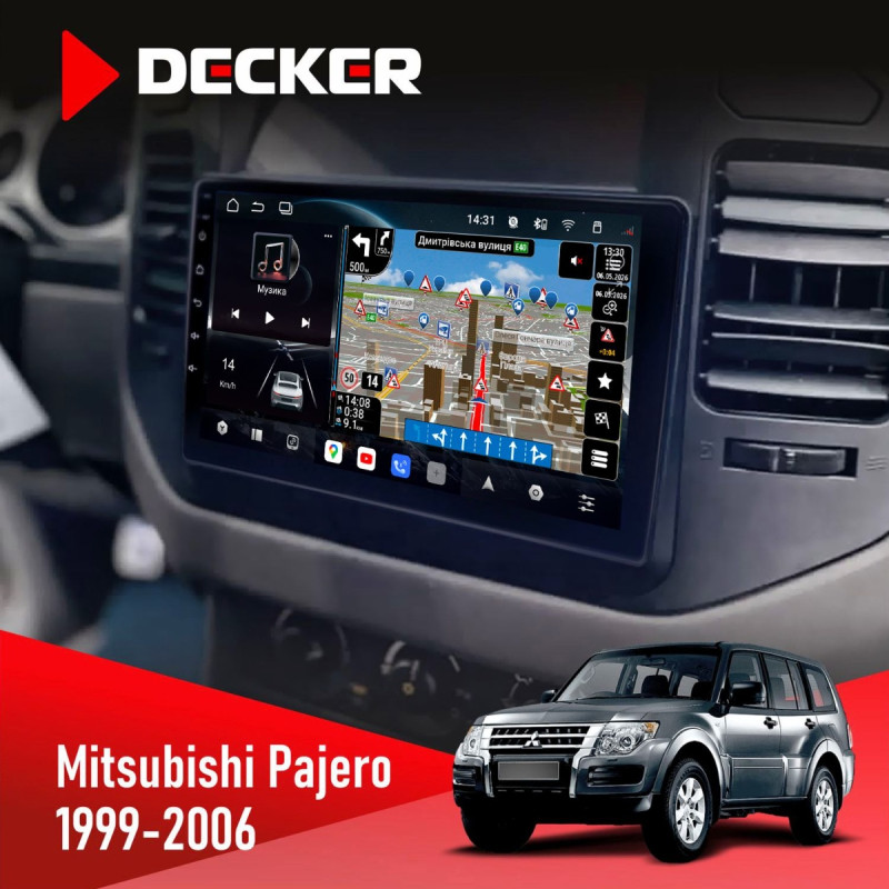 Штатна магнітола Mitsubishi Pajero 1999-2006 Decker D9-011 4x64, DSP, 4G, 360