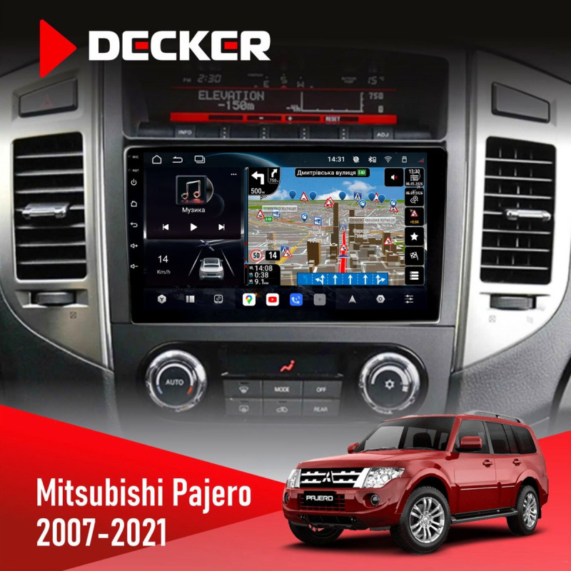 Штатна магнітола Mitsubishi Pajero 1999-2006 Wood Decker D9-011 4x64, DSP, 4G, 360