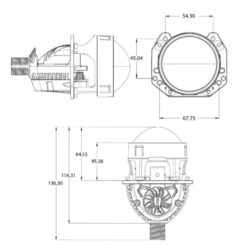 Світлодіодна лінза Cyclone LED BL 2.5" IT1 TRUCK 55/63W 24V
