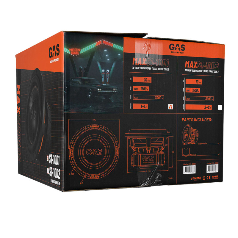 Сабвуферний динамік GAS MAX S1-10D1