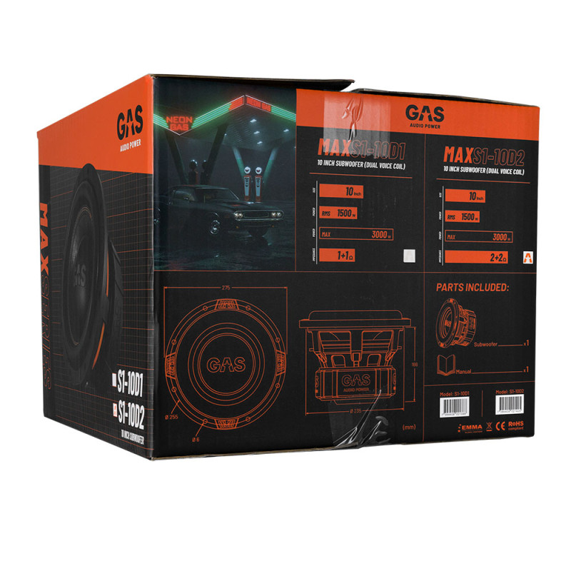 Сабвуферний динамік GAS MAX S1-10D2