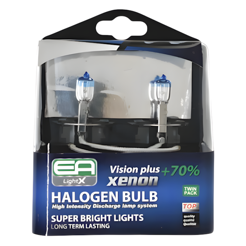 Комплект галогенних ламп EA Light X H3 12V 55W PK22S VISION PLUS+70% (пластиковий бокс 2шт)