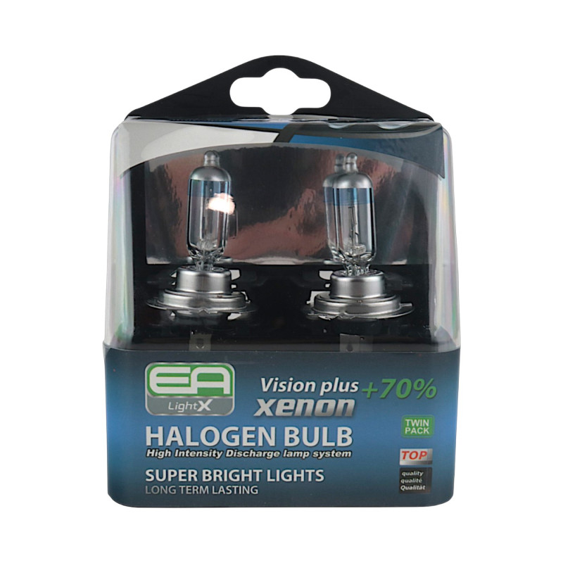 Комплект галогенних ламп EA Light X H7 12V 55W PX26d Vision Plus +70% (2 шт., пластиковий бокс)