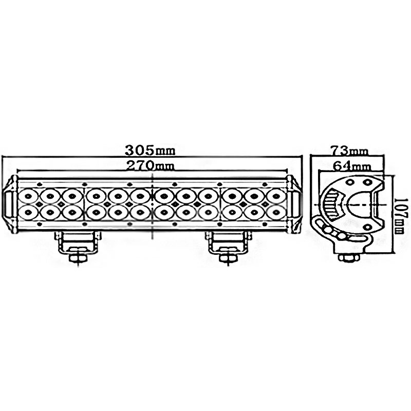 Світлодіодна балка EA Light X C4 72W дальнє світло 5760 Лм (64×78×355 мм) для авто та спецтехніки