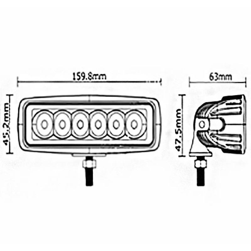LED фара EA Light X D22 18W дальнє світло 155×45×45 мм 9–32V IP67 6000K для авто, мото та спецтехніки