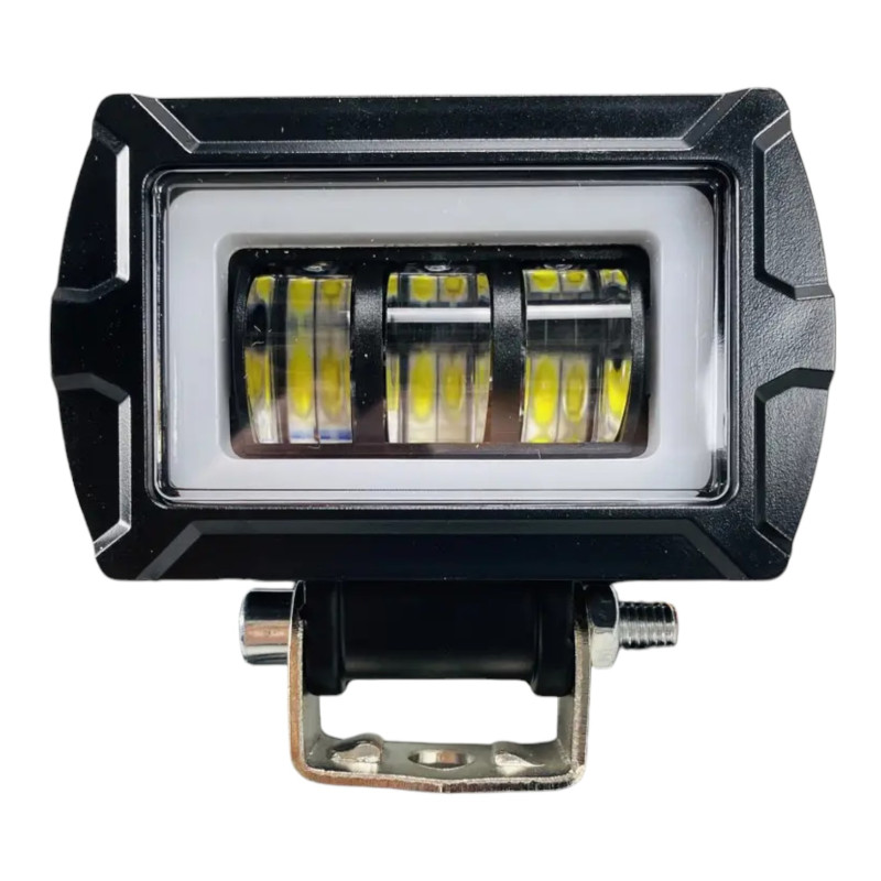 LED фара прямокутна 25W з 3D лінзою та СТГ, 12-80V (біле світло + ДХО, 1 шт.)