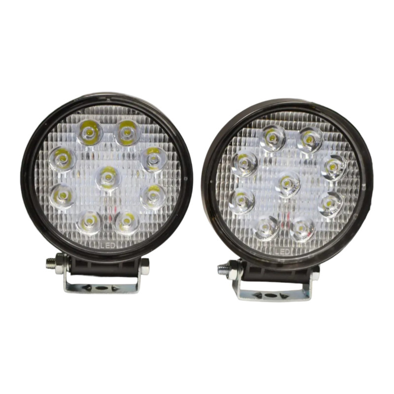 Світлодіодна LED фара D1 кругла робоча 27W 60° (9×3W діодів, Ø115×128×55 мм) для авто і спецтехніки