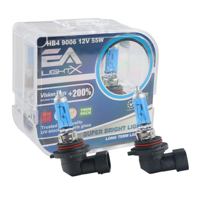 Галогенні лампи HB4 (9006) EA Light X 12V 55W P22d VISION PLUS +200% (комплект 2 шт.)