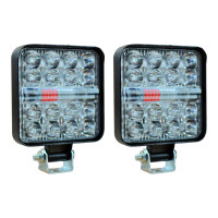 Комплект LED фар 26W 6000K квадратних Mini (біле світло + жовтий стробоскоп, 2 шт.)