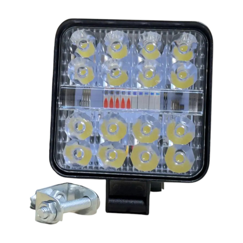 Комплект LED фар 26W 6000K квадратних Mini (біле світло + жовтий стробоскоп, 2 шт.)