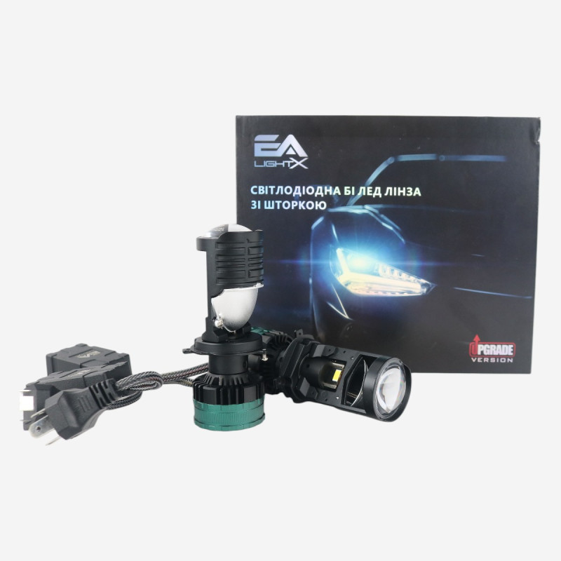 Світлодіодні LED лампи H4 EA Light X T89 70W/90W лінзовані бі-лед зі шторкою (комплект 2 шт.)