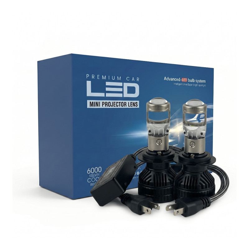Світлодіодні LED лампи H7 EA Light X M3 5000K 10000Lm лінзовані міні бі-лед для авто (комплект 2 шт.)