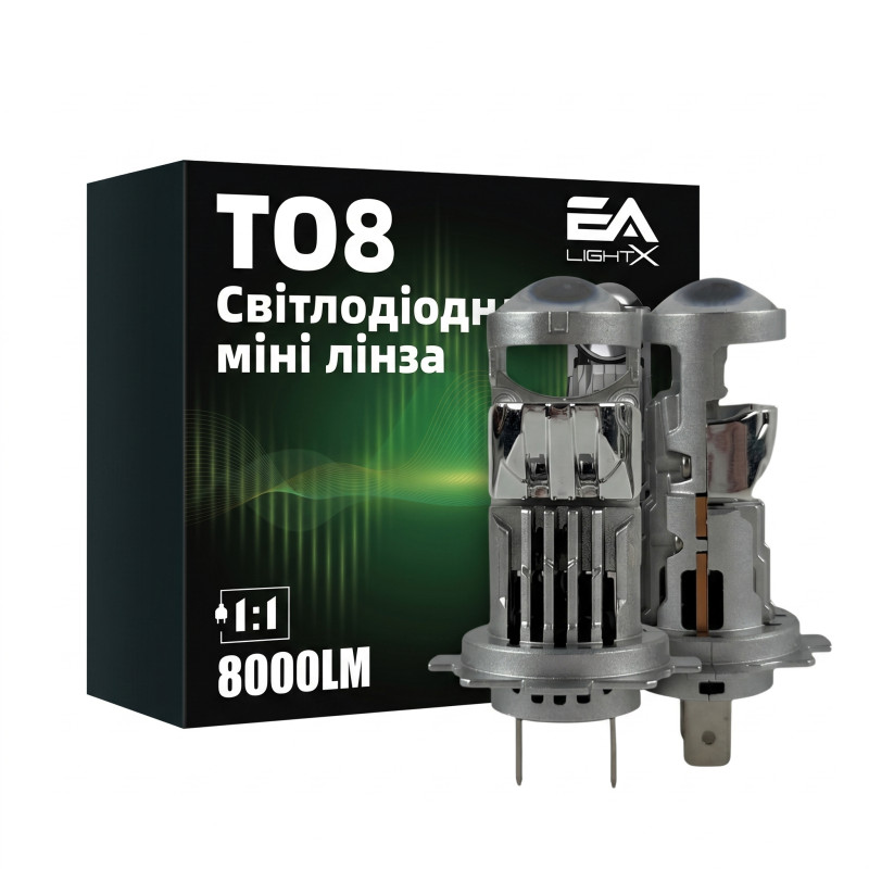 Світлодіодні LED лампи H7 EA Light X T08 40W 5500K 8000Lm 11V-18V лінзовані міні бі-лед (комплект 2 шт.)