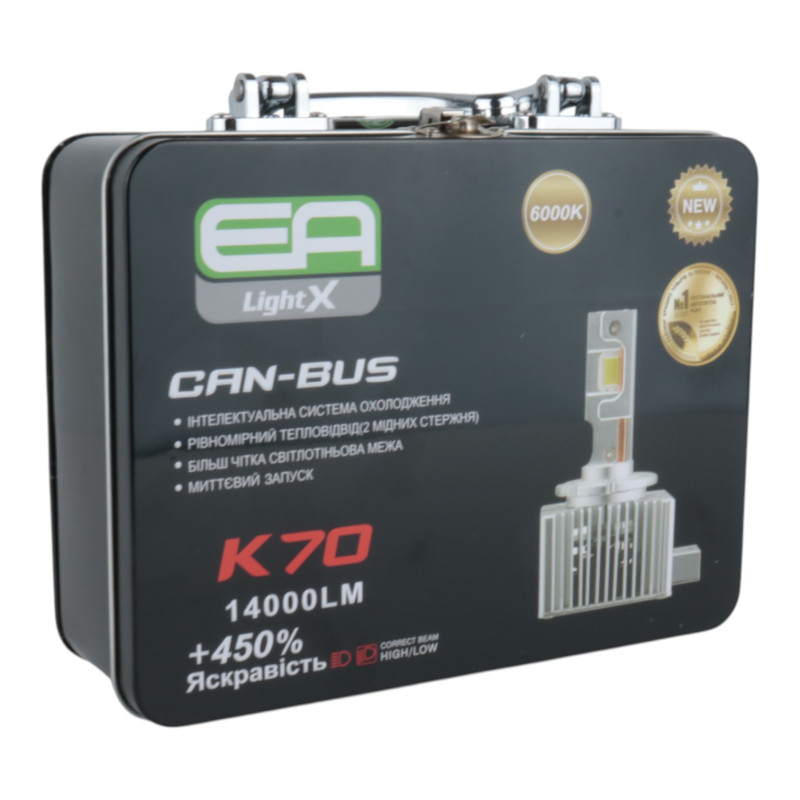 Світлодіодні LED лампи D8S EA Light X K70 Can-Bus 6000K 14000Lm 12-24V (комплект 2 шт.) штатні лінзовані автолампи