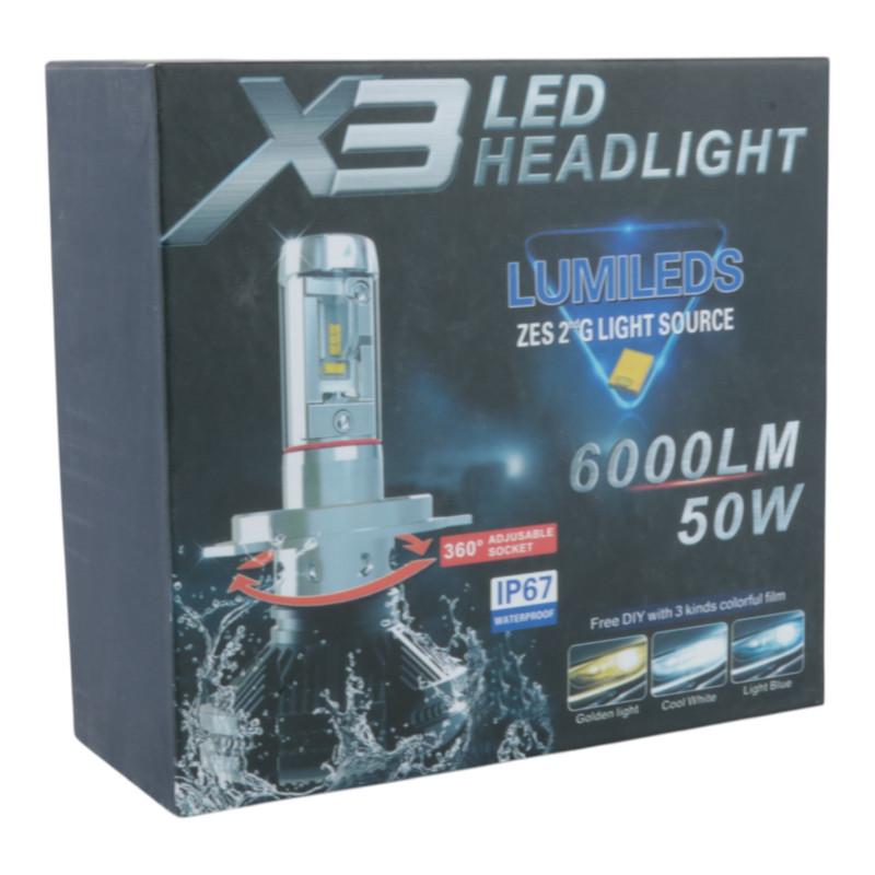 LED лампи H3 EA Light X X3 6000Lm 50W Lumileds ZES 12/24V в ПТФ / протитуманки (2 шт.)