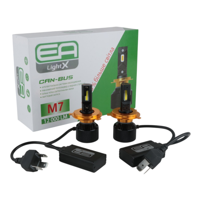 Світлодіодні лампи H4 EA Light X M7 12000Lm 5000К 12-24V 2 шт