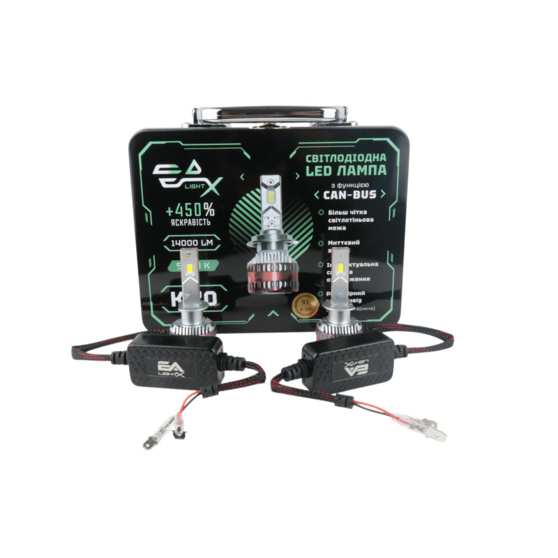 Світлодіодні LED лампи H1 EA Light X K70 CAN-BUS 5000K 14000Lm 9V-32V +450% кулер для авто (комплект 2 шт.)