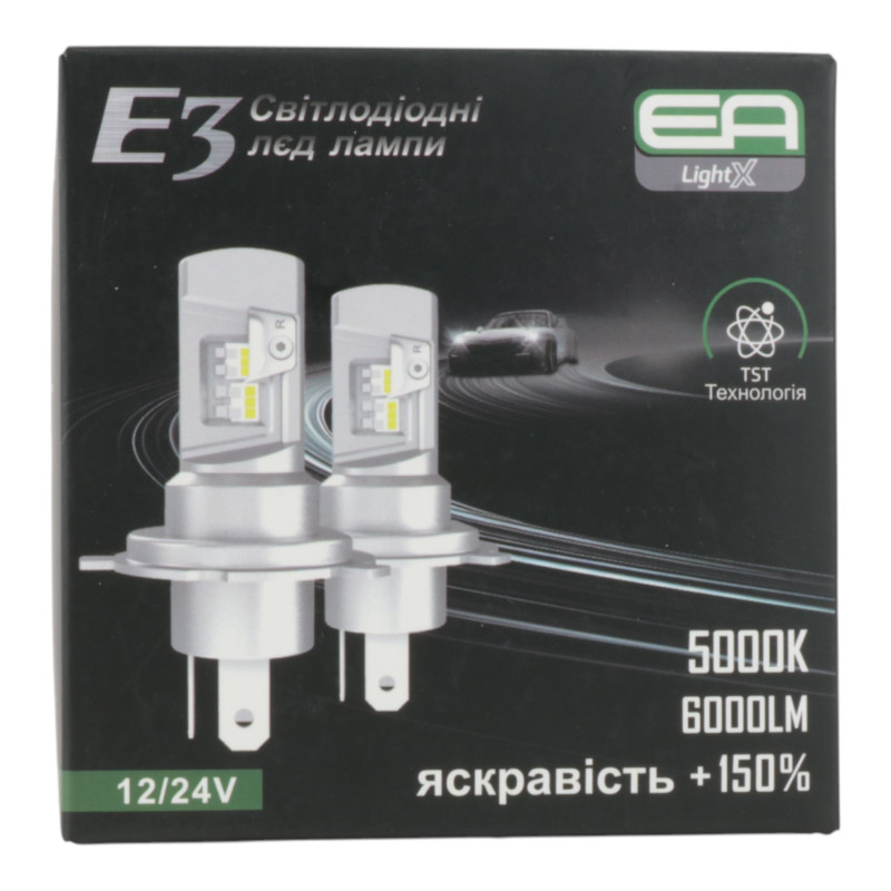 LED лампи H4 EA Light X E3 6000Lm 5000K 9-32V CSP 2 шт