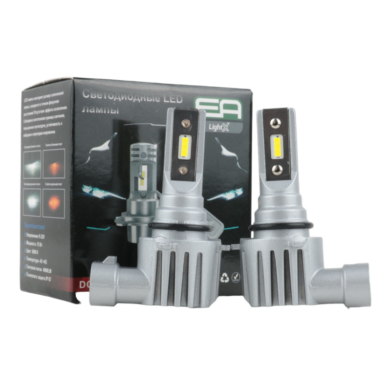 LED лампи HB4 (9006) EA Light X E1 3600Lm 5000K COB 12/24V для авто в ПТФ / головне світло (2 шт.)