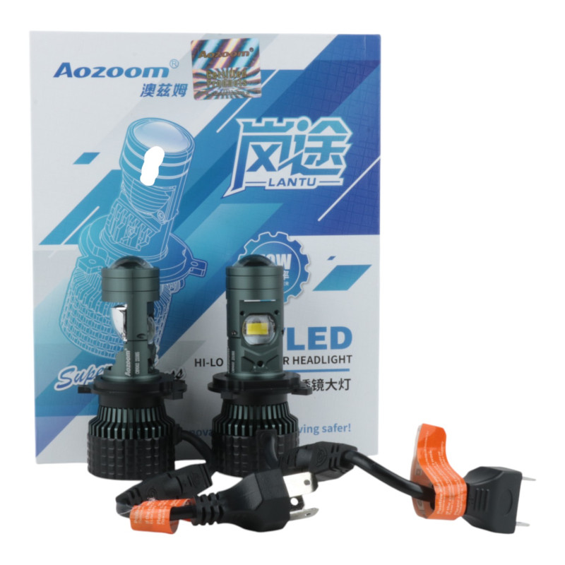 Світлодіодні LED лампи H4 Aozoom 24V 6000K 15000Lm 24V лінзовані міні бі-лед кулер (комплект 2 шт.)