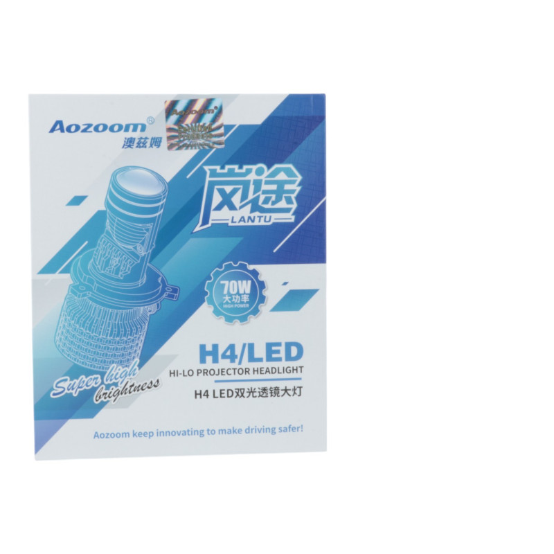 Світлодіодні LED лампи H4 Aozoom 24V 6000K 15000Lm 24V лінзовані міні бі-лед кулер (комплект 2 шт.)