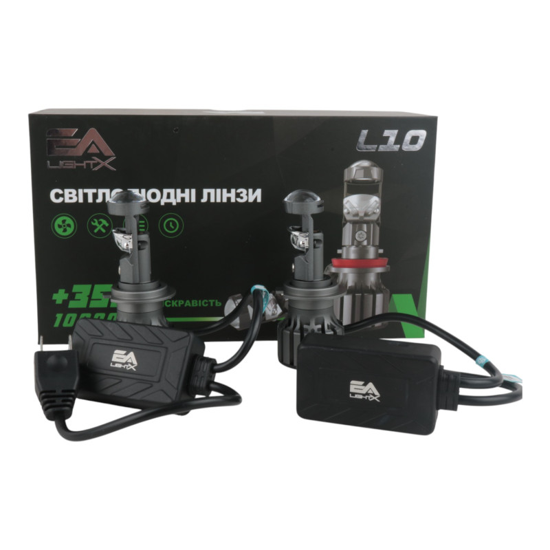 Світлодіодні LED лампи H7 EA Light X L10 +350% 5500K 10000Lm 9V-16V лінзовані міні бі-лед кулер (комплект 2 шт.)
