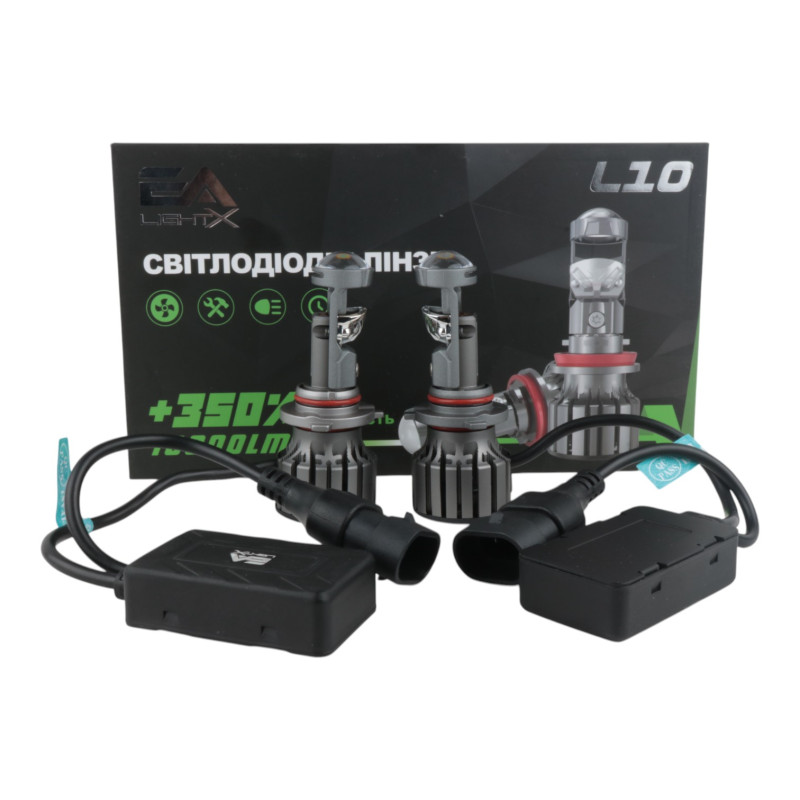 Світлодіодні LED лампи HB3/HB4 EA Light X L10 +350% 5500K 10000Lm 9V-16V лінзовані міні бі-лед кулер (комплект 2 шт.)