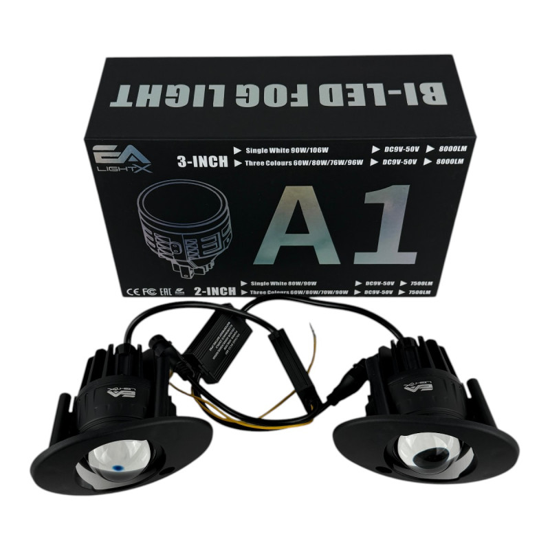 Світлодіодні протитуманні фари LED лінзи EA Light X A1 Honda 2" 80W 12-24V білі (комплект 2 шт.)