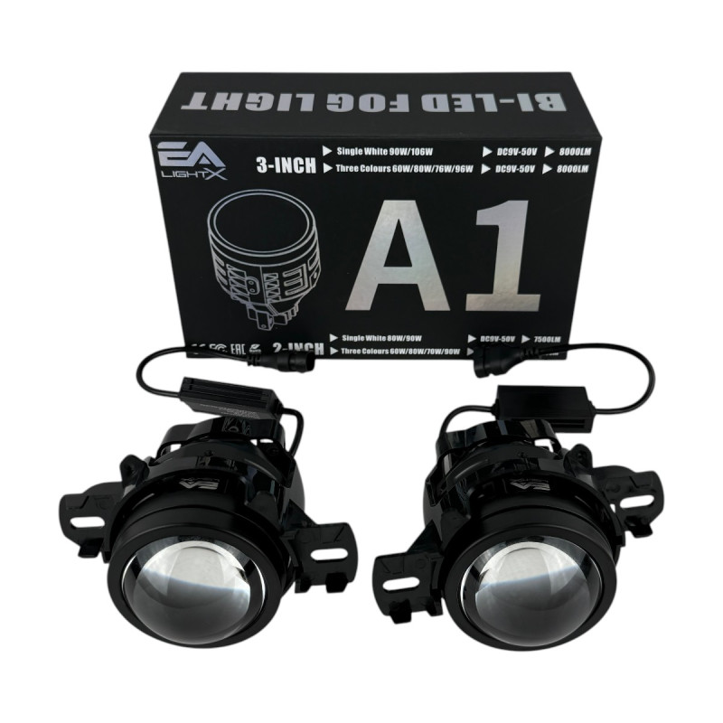 Світлодіодні протитуманні фари LED лінзи EA Light X A1 Nissan 90W 12-24V білі з кріпленням 2 вуха (комплект 2 шт.)