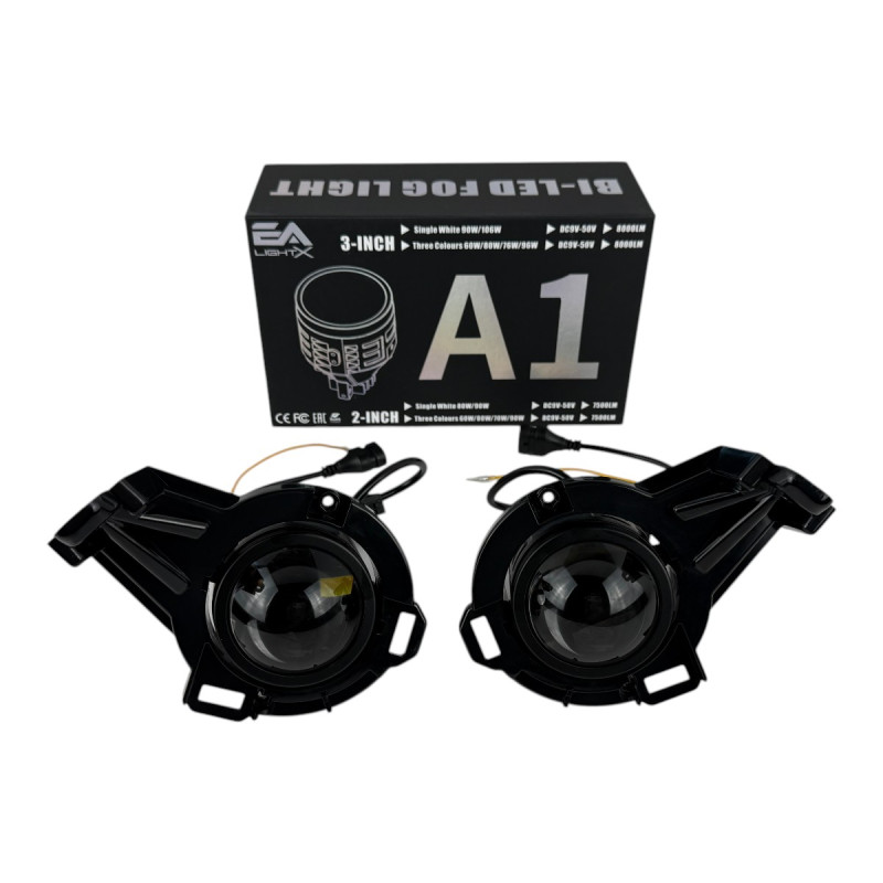 Світлодіодні протитуманні фари Bi-LED лінзи EA Light X A1 Nissan Juke 90W 12-24V двоколірні біло-жовті (комплект 2 шт.)